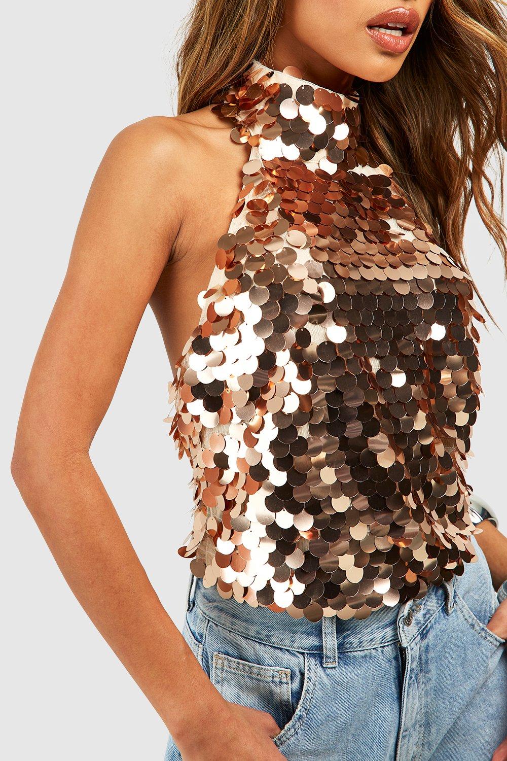 Boohoo sequin outlet top